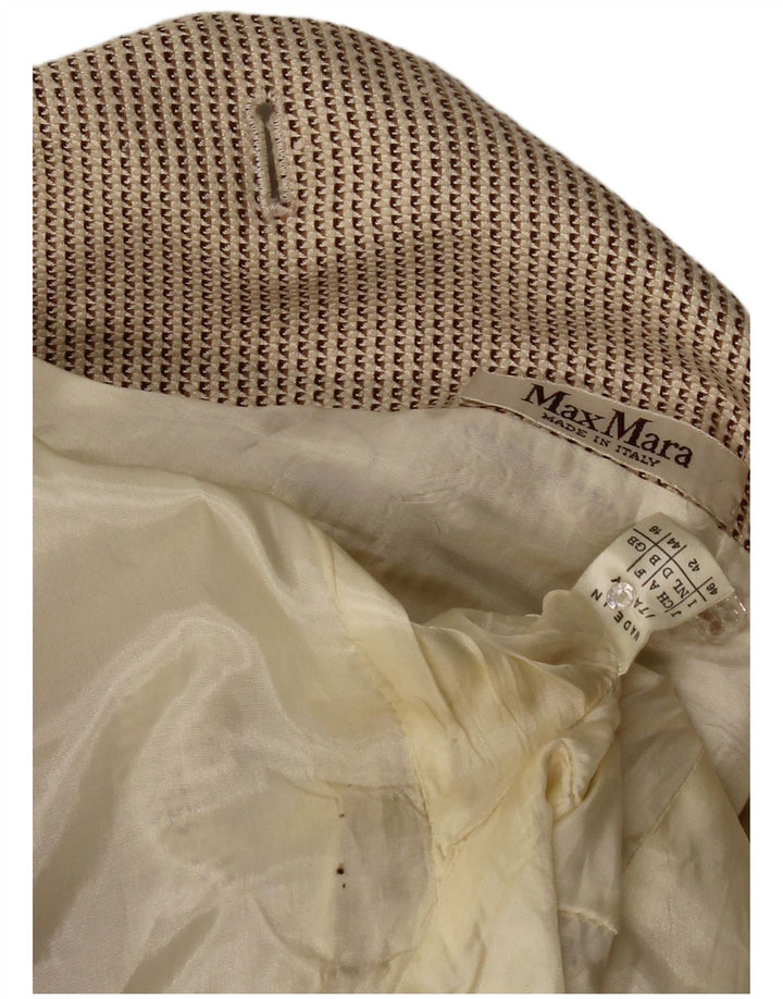 Max Mara Veste blazer double boutonnage pour femme UK 16 Large Beige Géométrique
