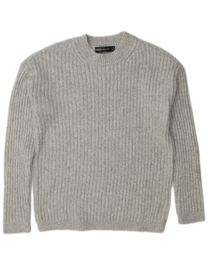 Marks & Spencer Pull à col rond pour femme UK 6 XS Gris Polyester