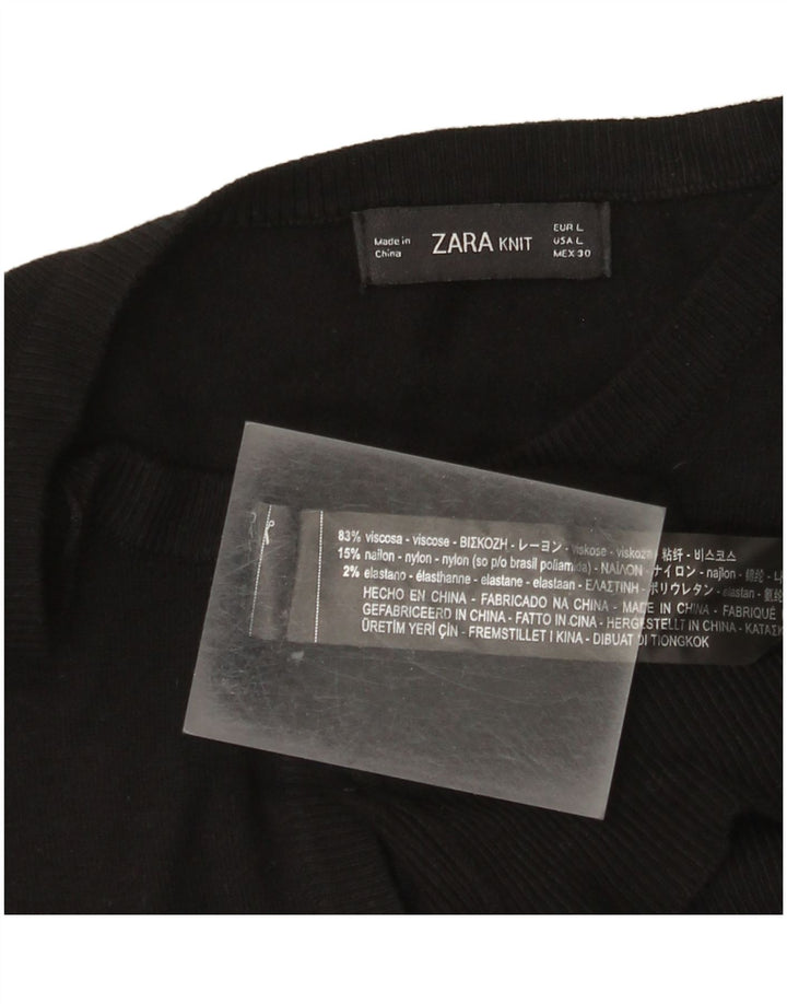 Zara Cardigan Femme Pull UK 14 Large Noir Viscose
