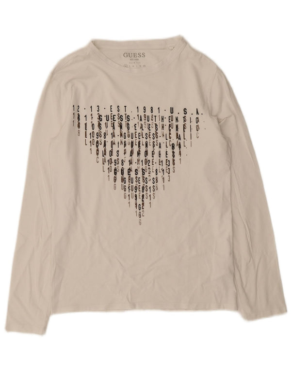 Guess Homme Coupe Slim Graphique Haut Manches Longues XS Blanc Coton