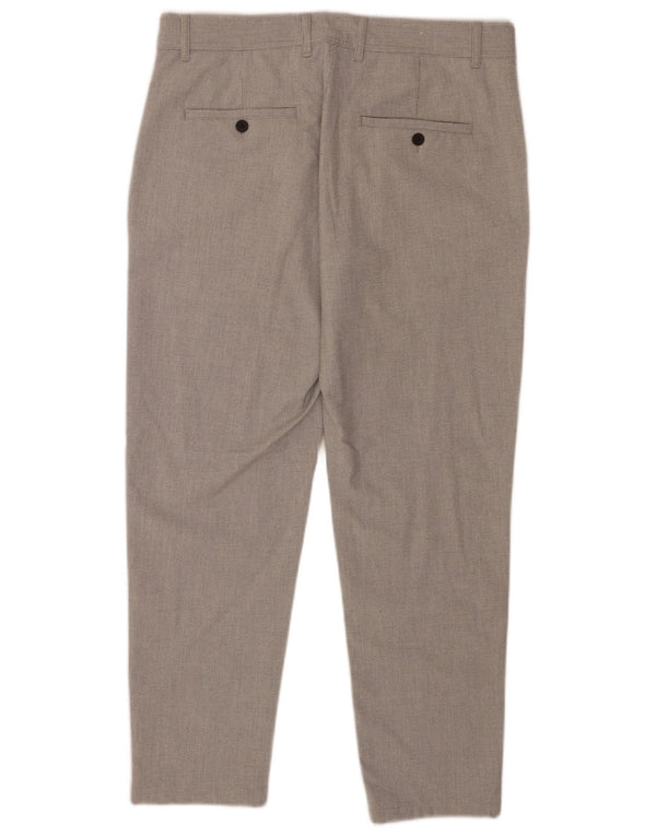 Zara Pantalon Chino Slim Fit Homme EU 44 Large W34 L27 Gris Pied-de-Poule