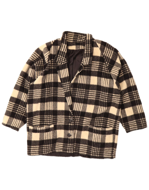 vintage Femmes 2 Bouton Blazer Veste UK 20 2XL Black Check