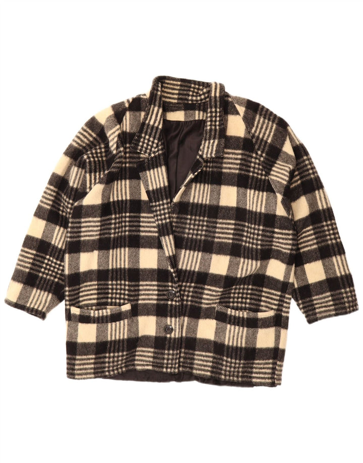 vintage Femmes 2 Bouton Blazer Veste UK 20 2XL Black Check