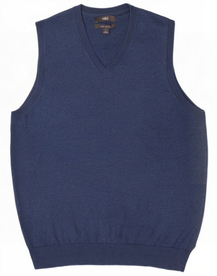 Marks & Spencer Débardeur Vest Homme Bleu Moyen Coton