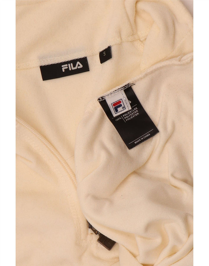 Fila Pull polaire à col zippé pour femme UK 10 Small Polyester blanc cassé