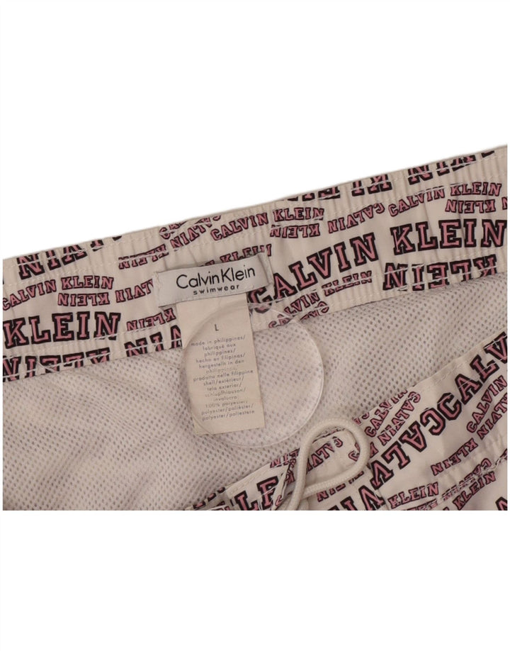 Calvin Klein Short de bain graphique pour homme en polyester blanc cassé