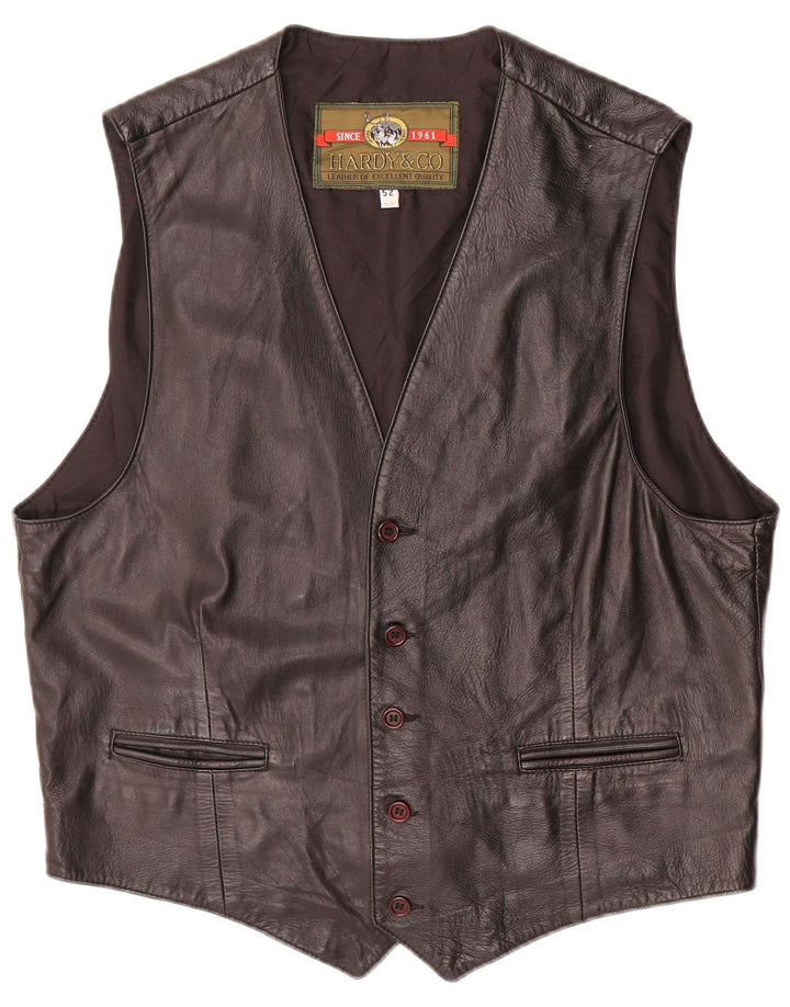 gilet en cuir homme vintage IT 52 Grand cuir noir