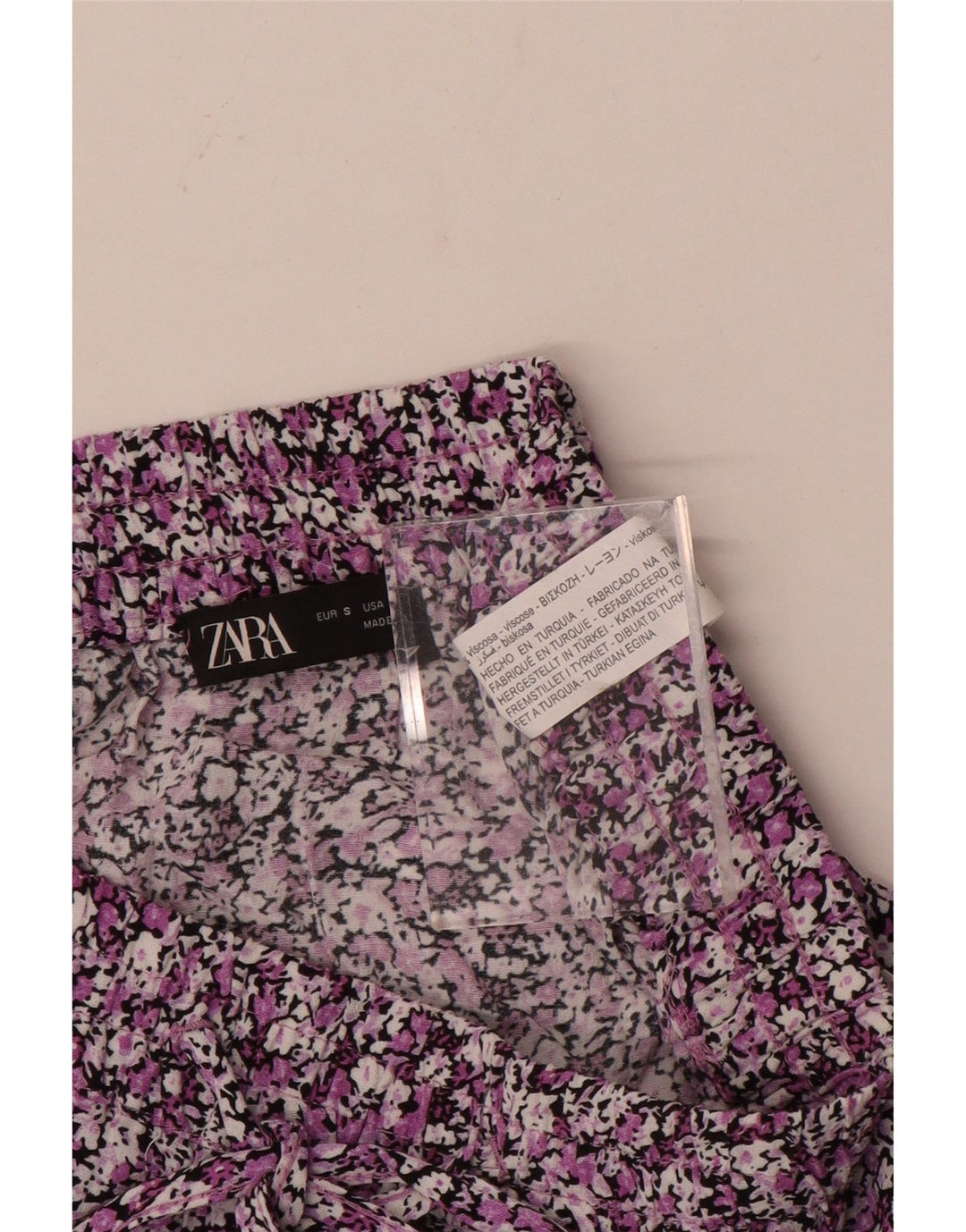 ZARA Femme Mini Jupe À Volants Petit W27 Multicolore Floral Viscose