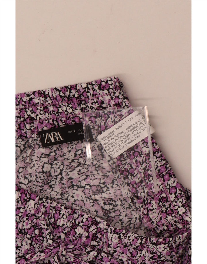 ZARA Femme Mini Jupe À Volants Petit W27 Multicolore Floral Viscose