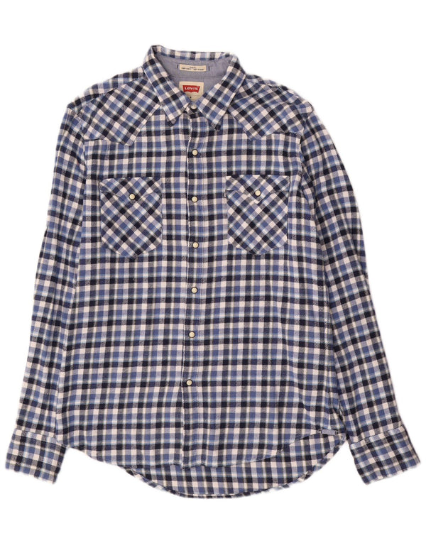 Levi's Chemise Slim Fit Flannel Homme Bleu Moyen Carreaux Coton