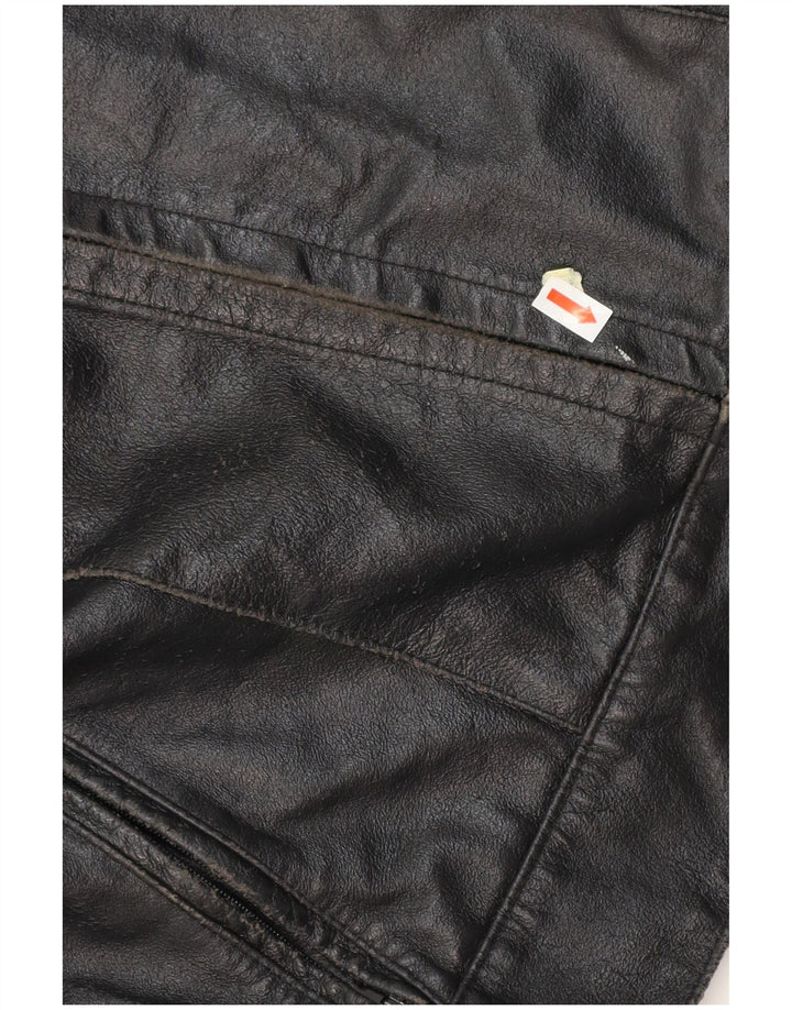 VINTAGE Veste de course en cuir pour femme IT 42 Cuir noir moyen