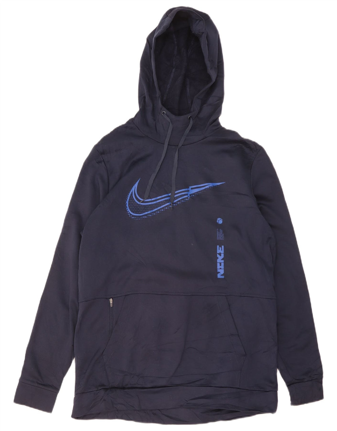 NIKE Pull à capuche graphique Dri Fit pour hommes, grand, bleu marine, polyester