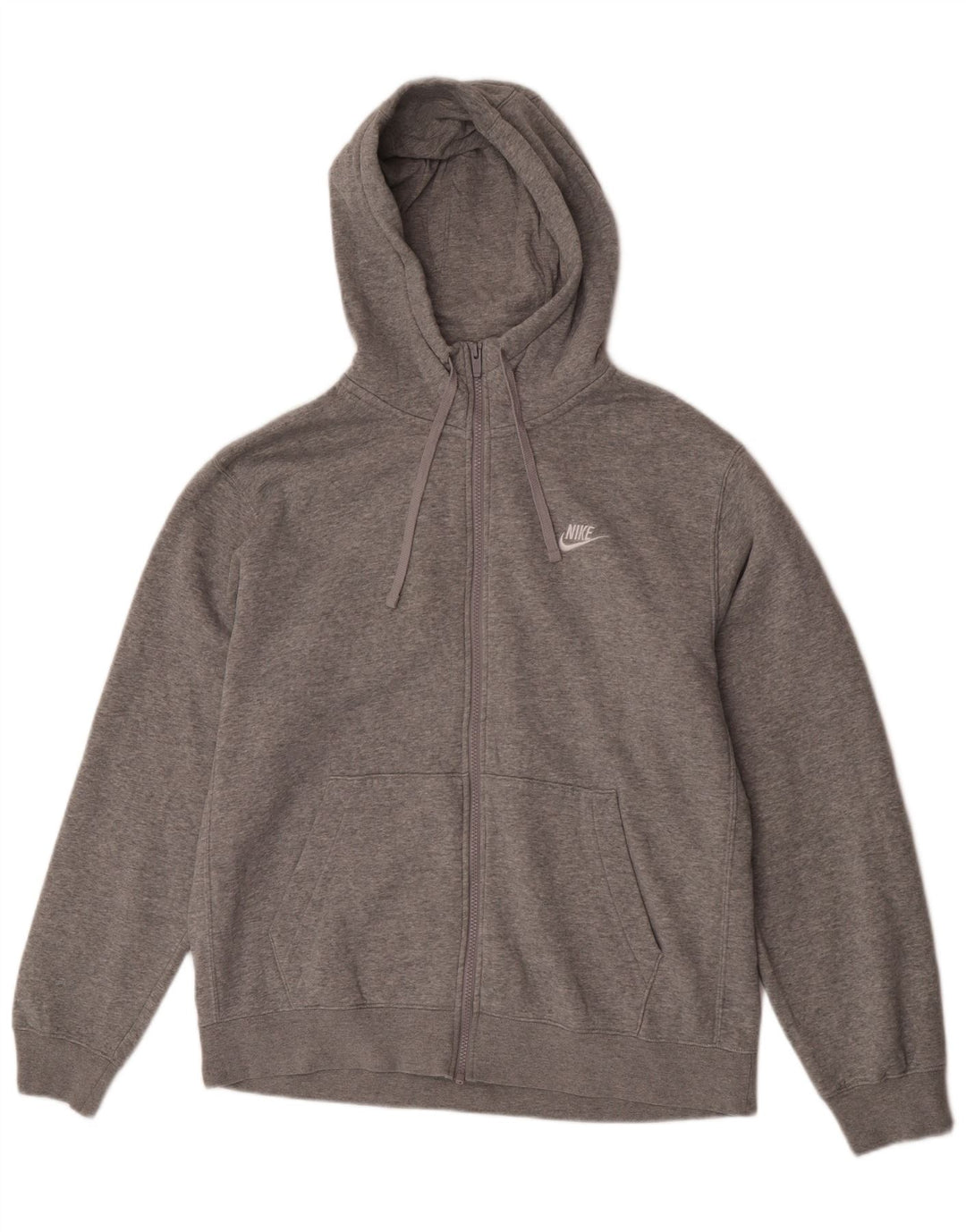 Nike Pull à capuche zippé coupe classique pour homme, grand coton gris