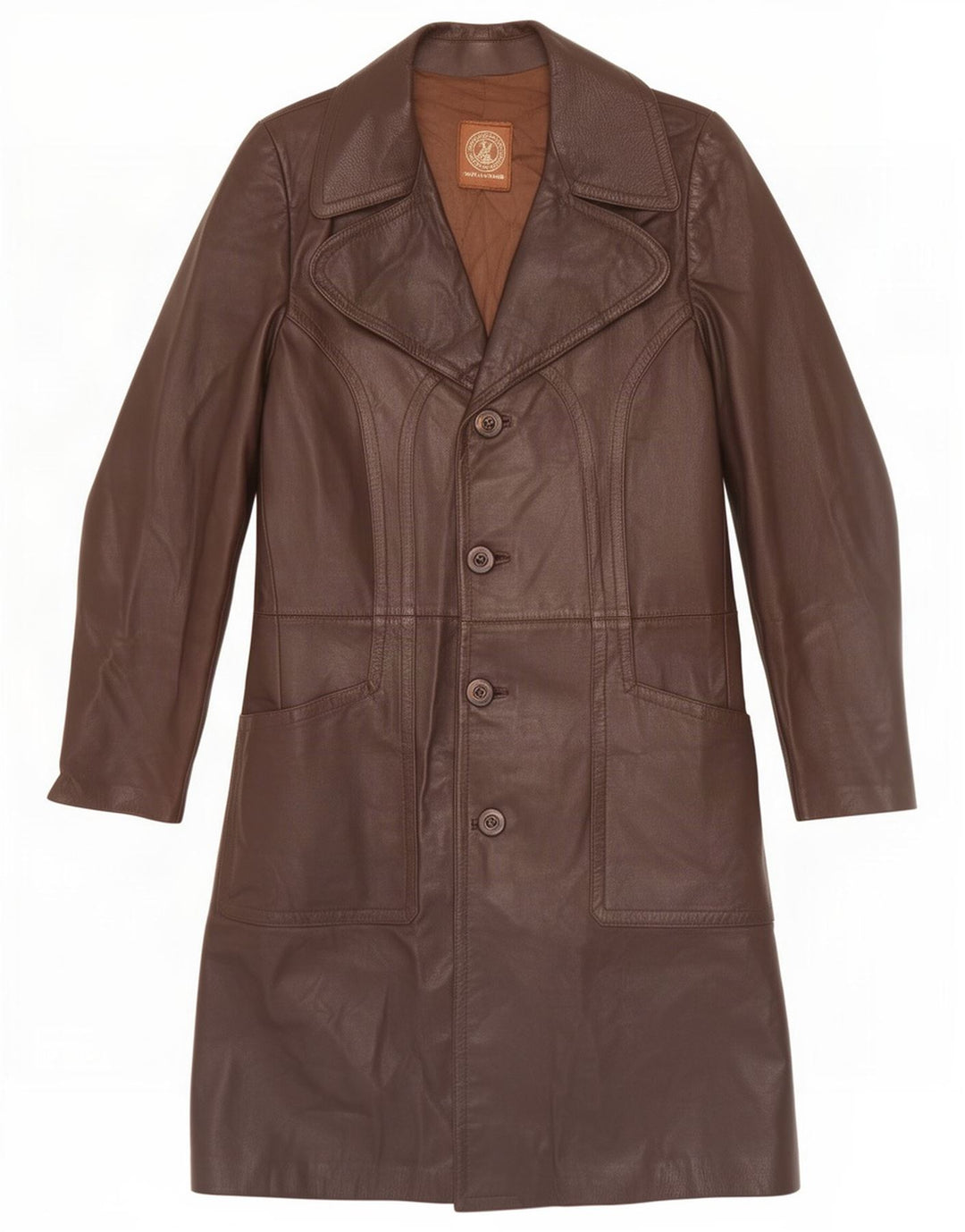 manteau en cuir homme vintage UK 36 Petit Marron