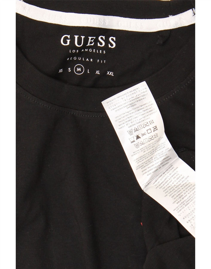 GUESS Haut graphique à manches longues pour homme en coton color block noir moyen