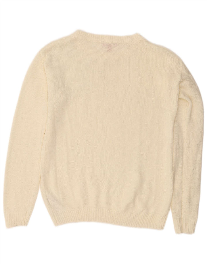 Guess Pull col bateau pour femme UK 14 Acrylique blanc moyen