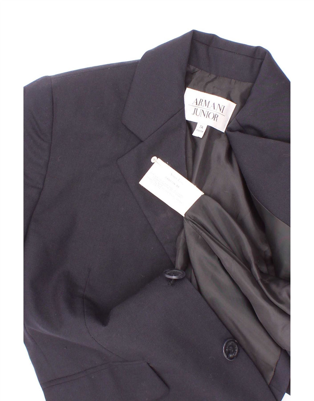 Armani Junior Veste Blazer 3 Boutons Garçon 6-7 Ans Laine Bleu Marine