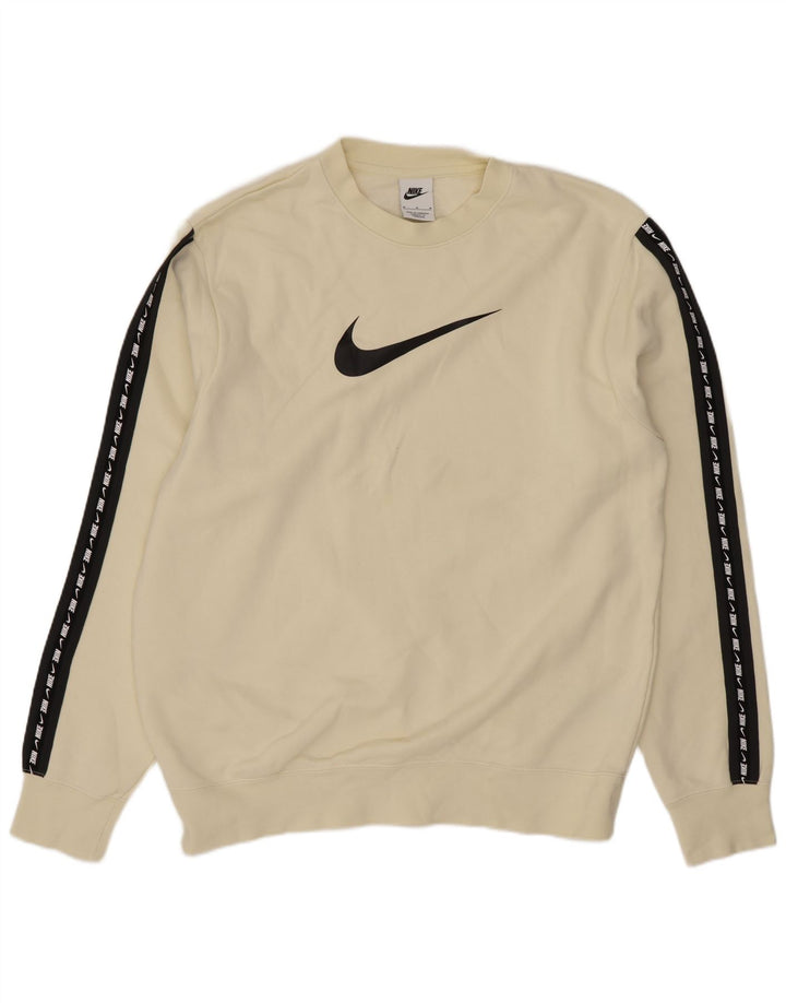 Nike Sweat-shirt graphique en coton color block blanc cassé moyen pour homme