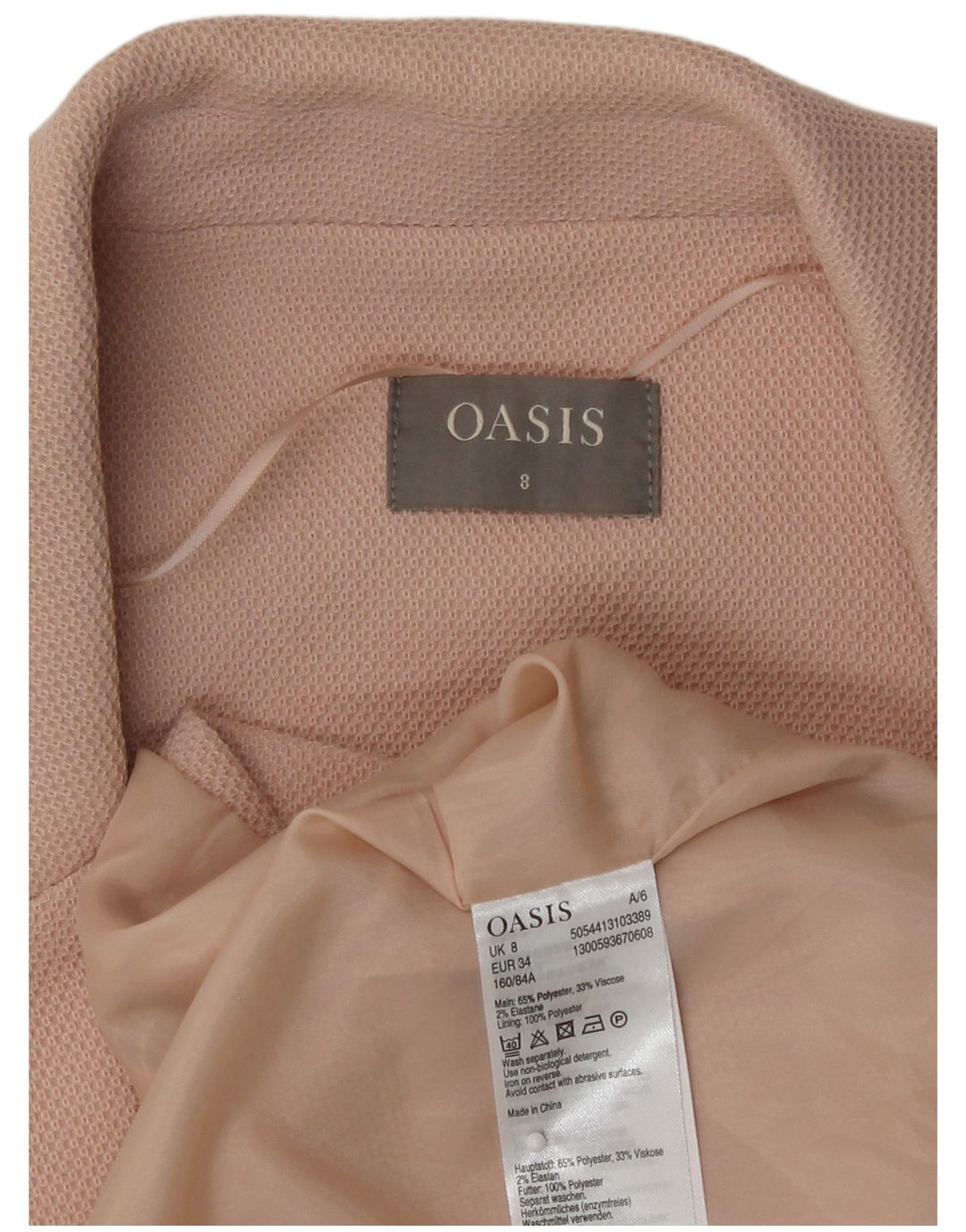Oasis Gilet Long Femme UK 8 Petit Rose Polyester