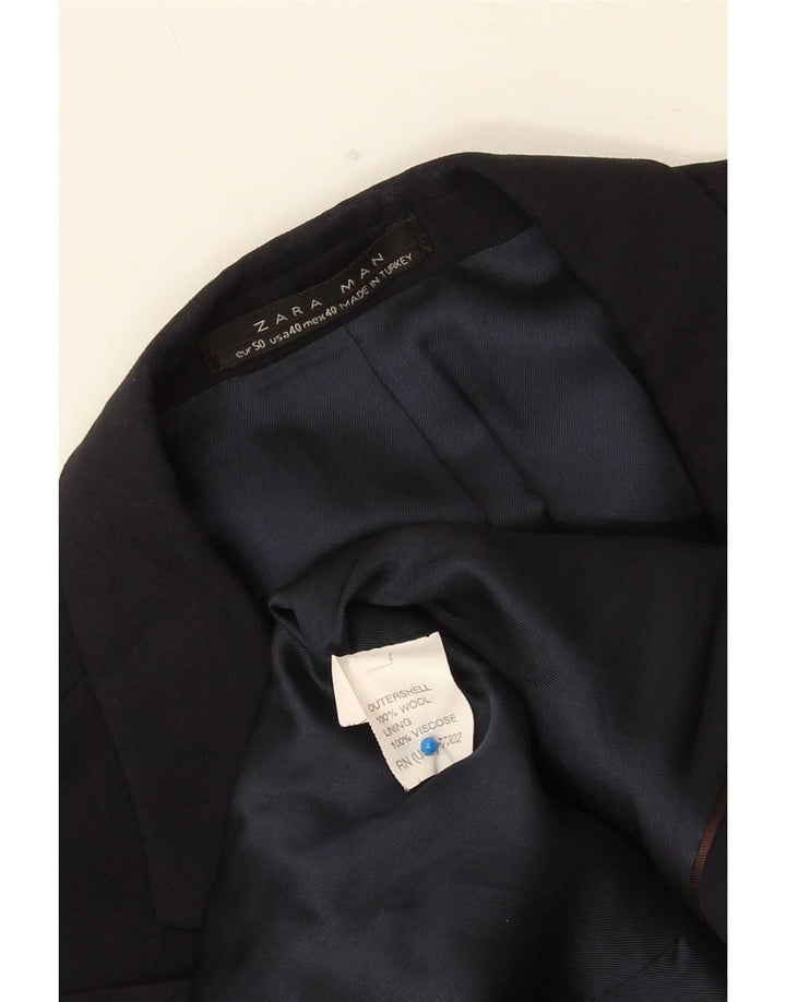 Zara Homme 2 Bouton Blazer Veste Taille 50 Laine Noir Moyen