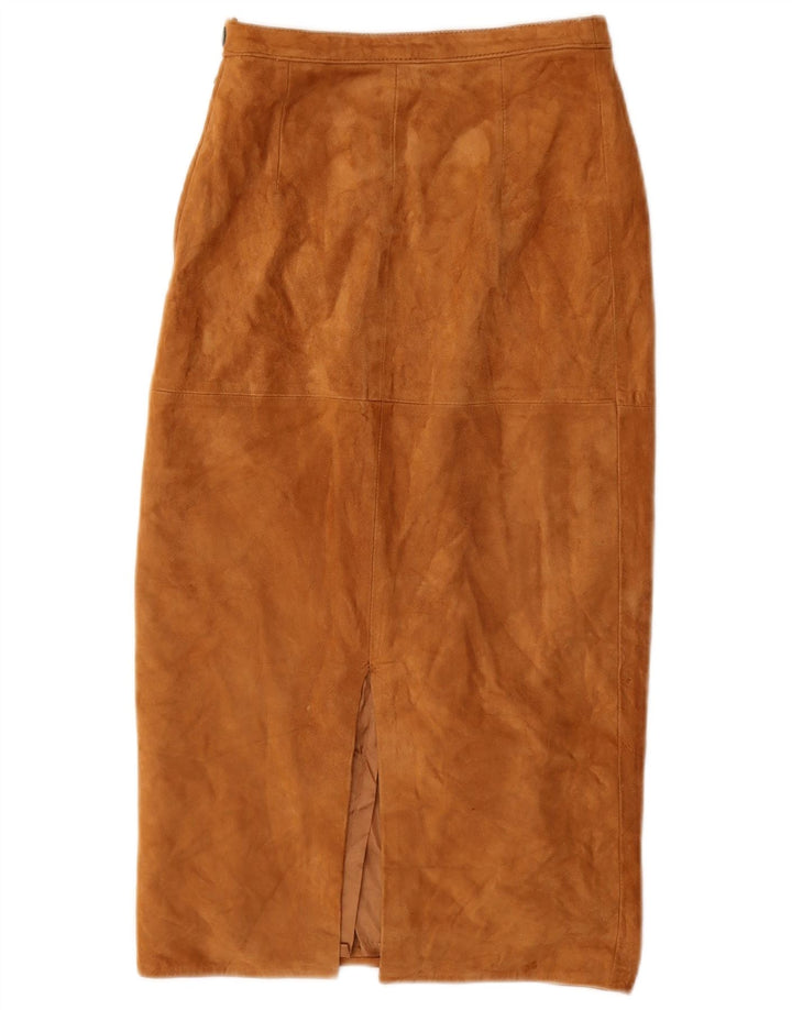 jupe midi en daim femme vintage W28 Beige moyen