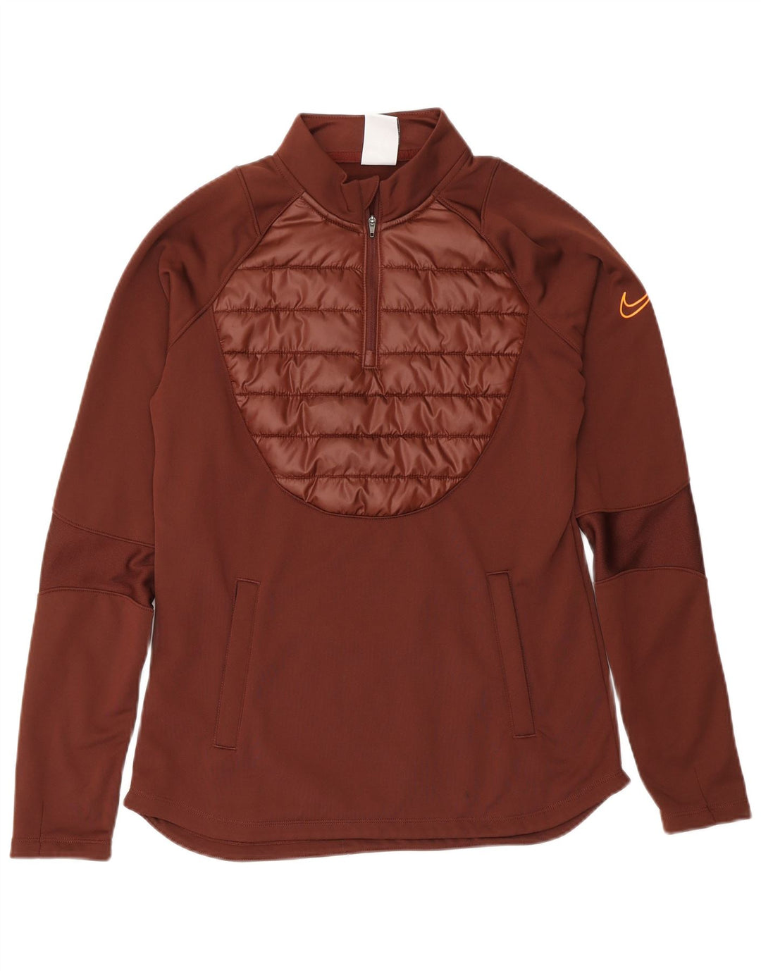 Nike Haut de survêtement à col zippé Therma-Fit pour femme UK 10 Small Marron