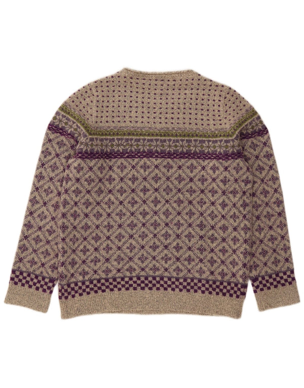 Weird Fish Pull col bateau pour femme UK 14 Large Gris Fair Isle