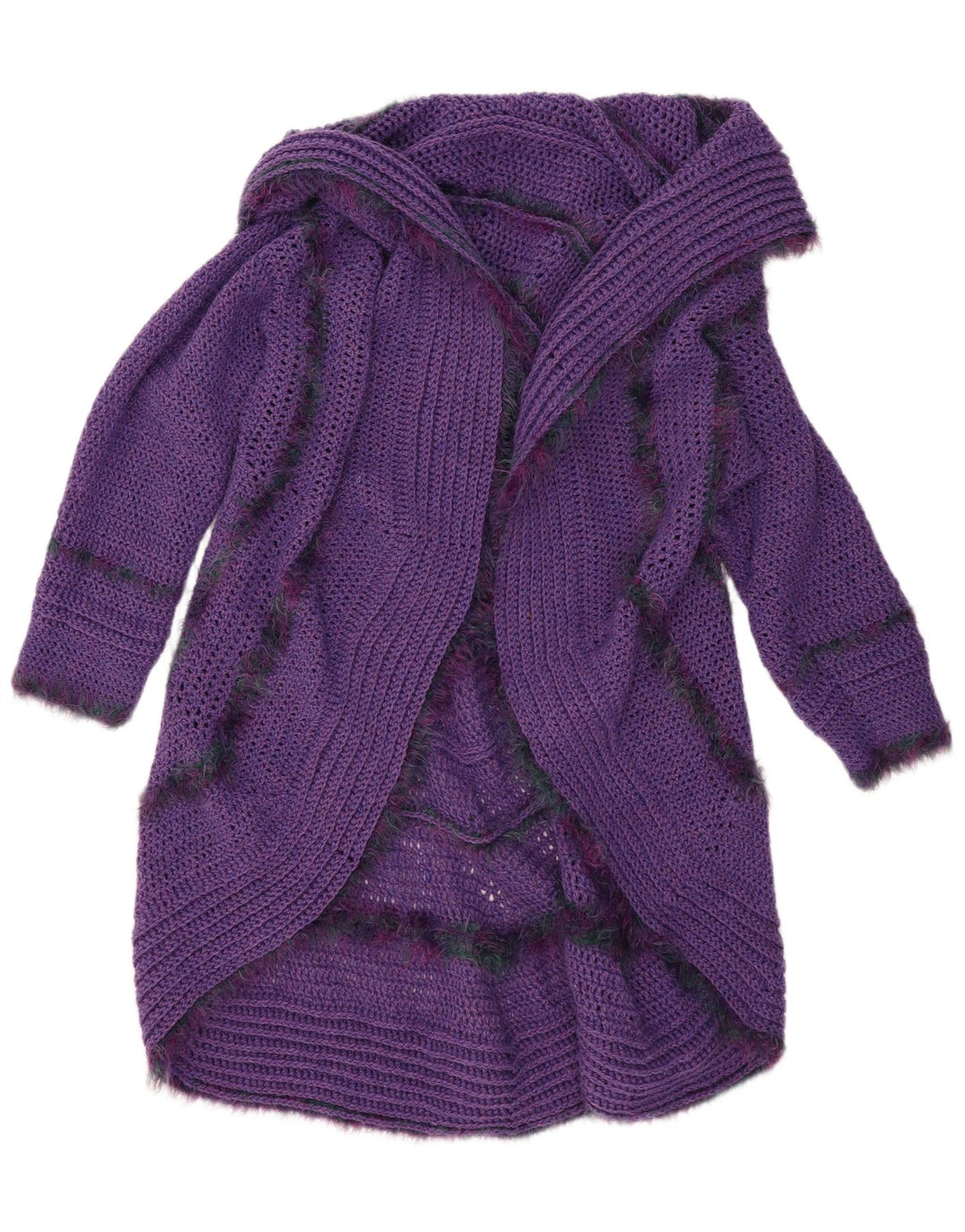 vintage Femmes Longline Open Cardigan Pull Taille Unique Violet