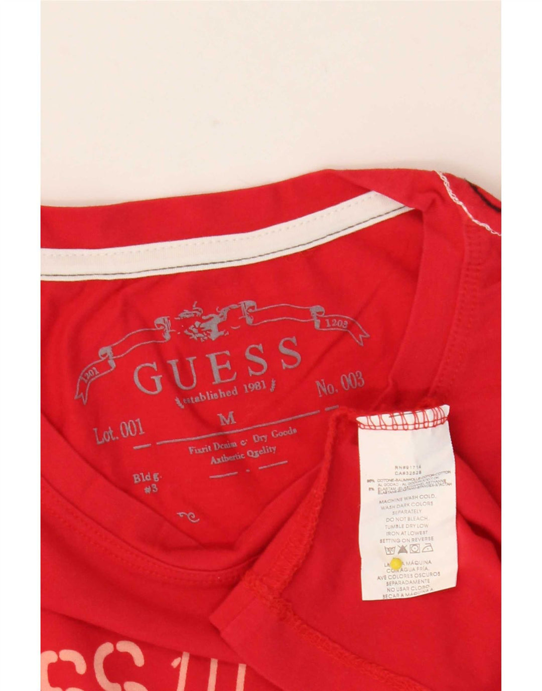 Guess Haut graphique à manches longues pour homme en coton rouge moyen