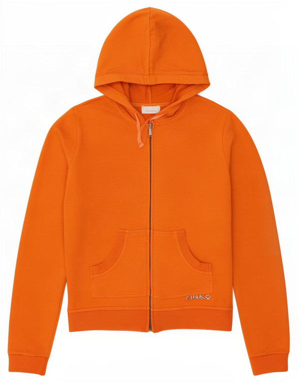 Pinko Pull à capuche zippé pour femme UK 14 Grand coton orange