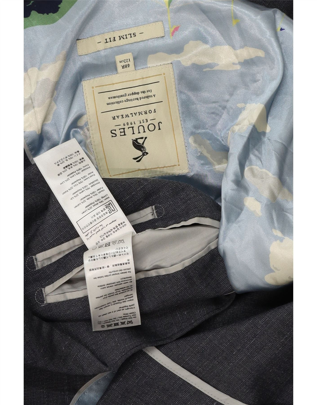 Joules Veste Blazer Slim Fit à 2 Boutons pour Homme UK 48 4XL Gris Laine Mouchetée