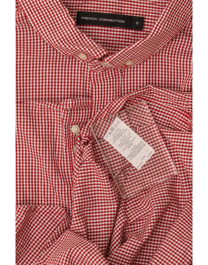 French Connection Chemise Homme Petit Vichy Rouge Coton