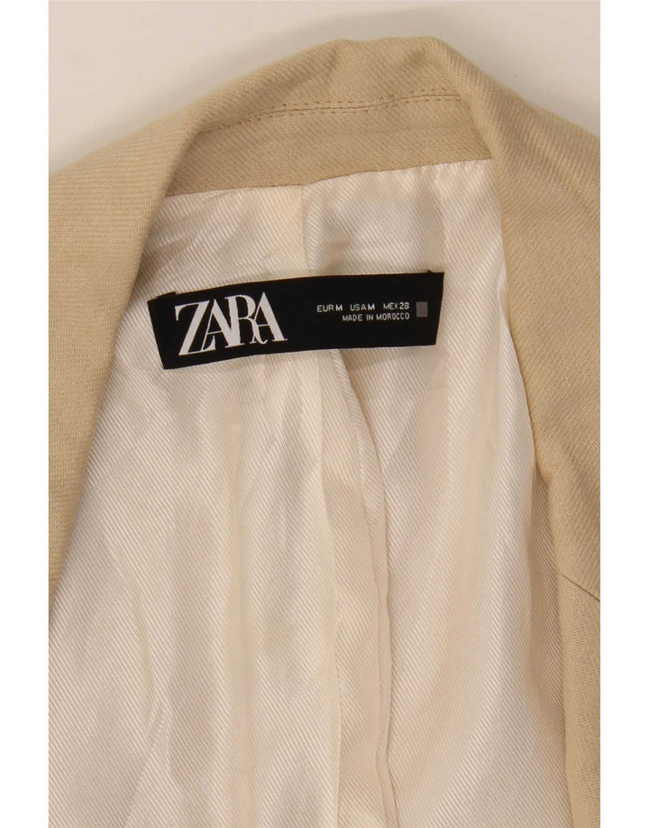 Zara Veste blazer ouverte à manches 3/4 pour femme UK 12 Beige moyen