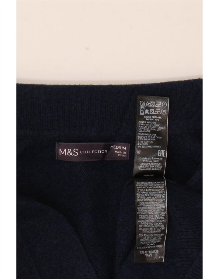 Marks & Spencer Pull à col polo pour femme UK 14 Bleu marine moyen