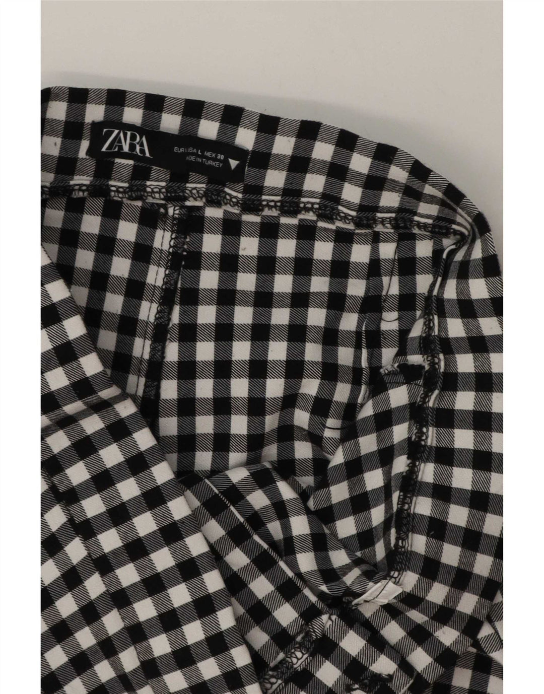 Zara Pantalon décontracté bootcut pour femme Large W30 L27 Vichy noir