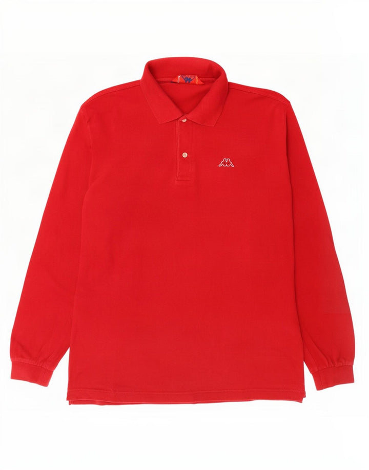 Kappa Polo à manches longues pour homme en coton rouge Large