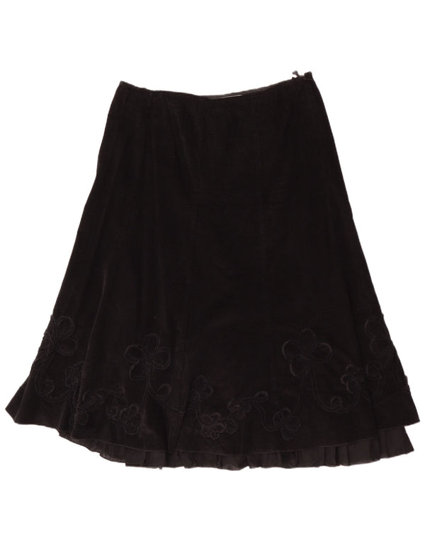 Marks & Spencer Jupe en velours côtelé pour femme UK 16 Large W34 Coton floral noir