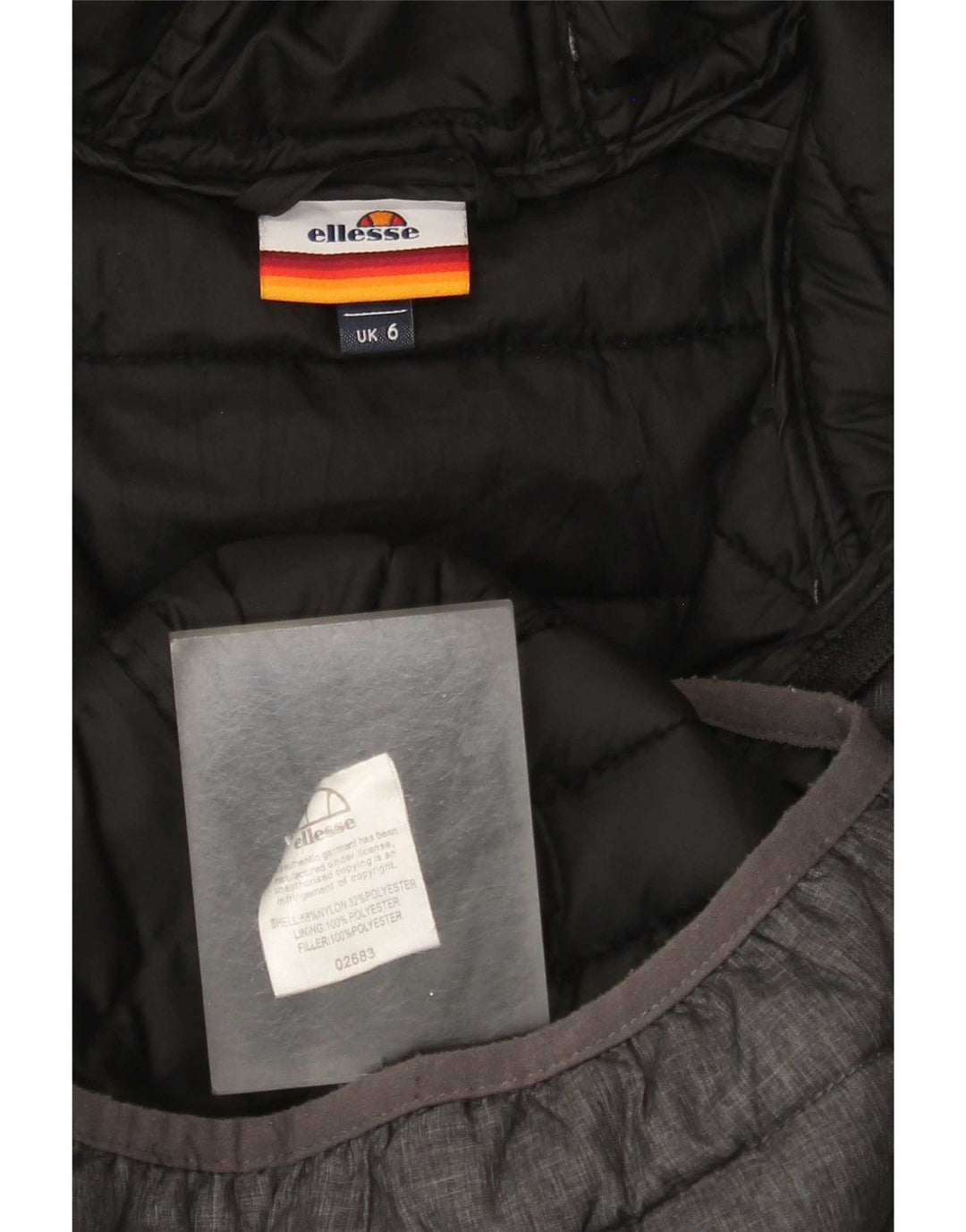 Ellesse Veste matelassée à capuche pour femme UK 6 XS Gris Nylon