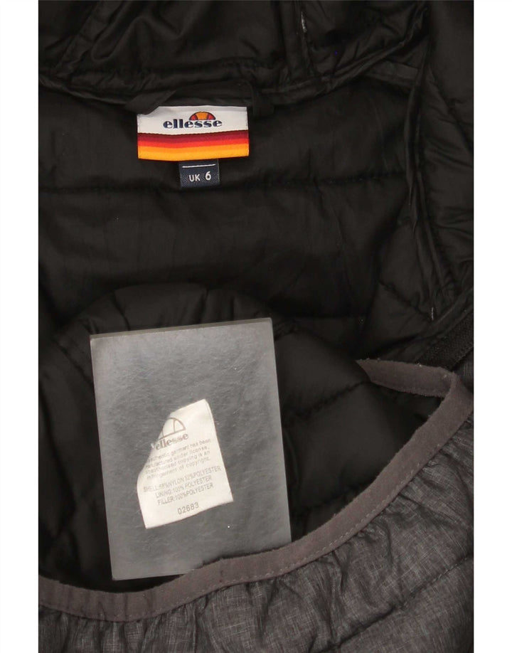 Ellesse Veste matelassée à capuche pour femme UK 6 XS Gris Nylon