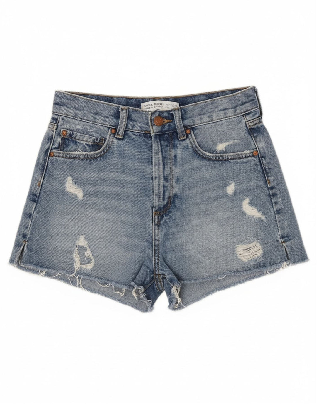 Zara Short en jean vieilli pour femme EU 34 2XS W24 Bleu