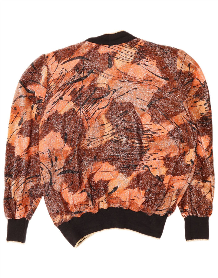 PLAISIR Pull Cardigan à Motif Abstrait pour Femme IT 44 Marron Moyen