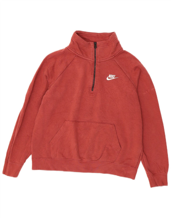 Nike Sweat-shirt surdimensionné à col zippé pour femme UK 10 Petit Bordeaux
