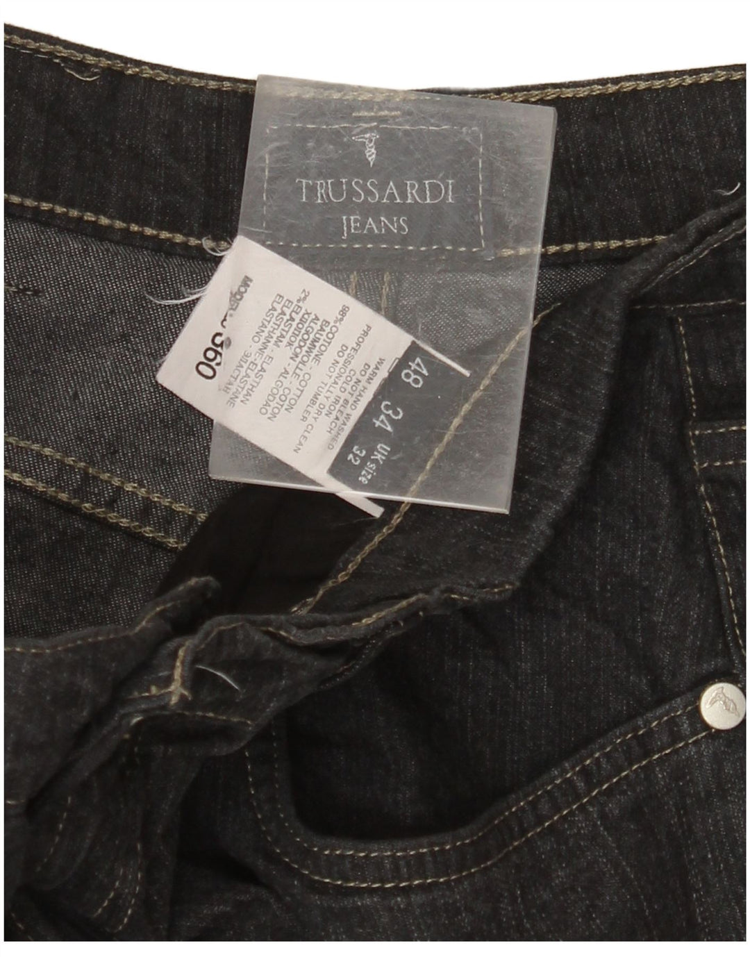 TRUSSARDI Jean Droit Homme W32 L30 Noir Coton