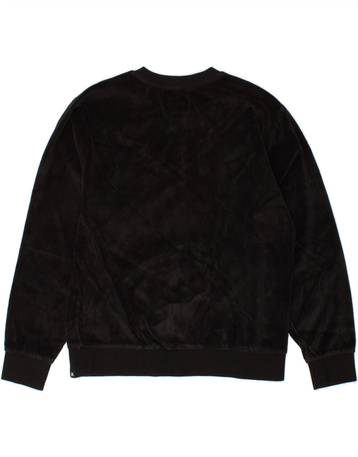 HURLEY Womens Oversized Graphic Sweatshirt Jumper UK 6 XS Black Vintage Hurley and Second-Hand Hurley from Messina Hembry 