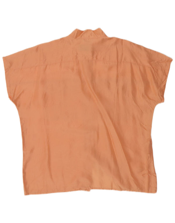 vintage Femmes Loose Fit Chemise à manches courtes Blouse EU 42 Grande Soie Rose