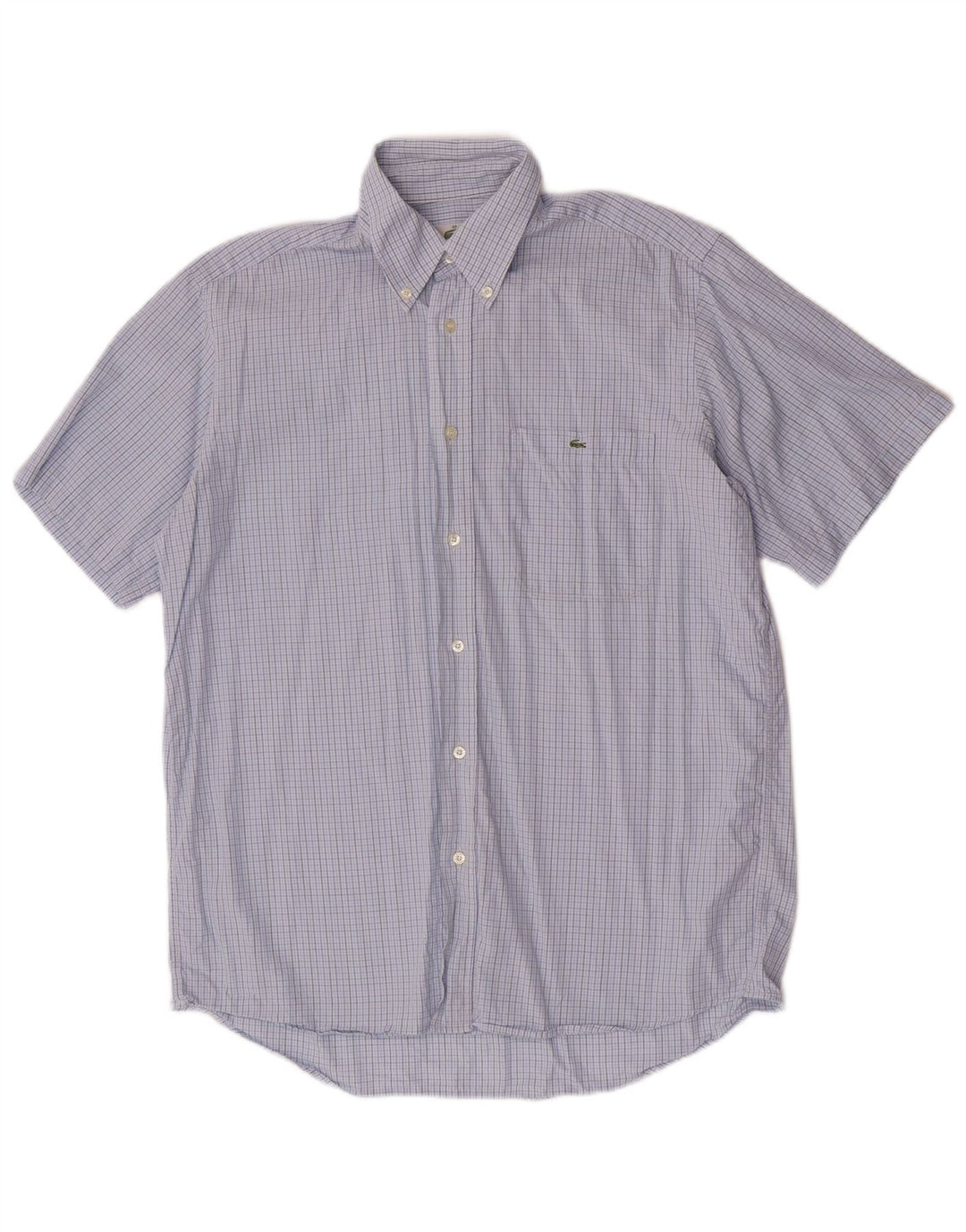 Lacoste Chemise à manches courtes pour hommes Taille 39 Coton vichy bleu moyen