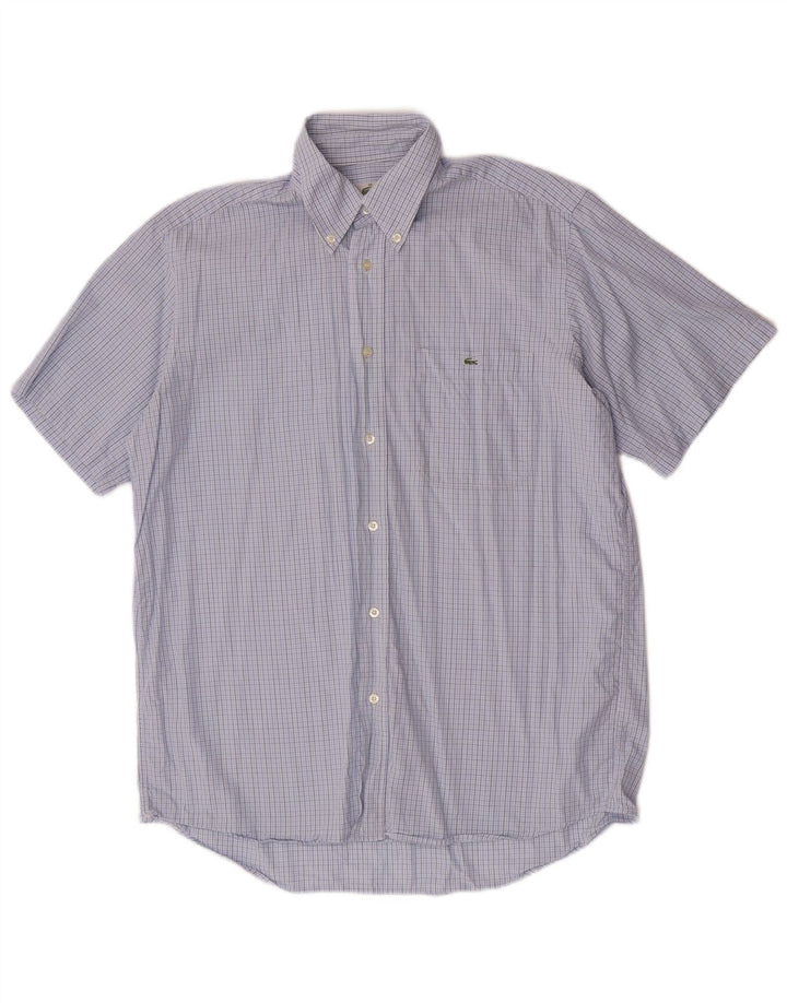 Lacoste Chemise à manches courtes pour hommes Taille 39 Coton vichy bleu moyen
