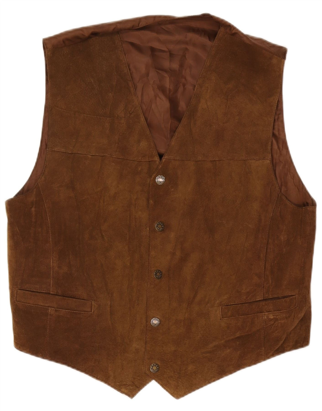gilet en daim homme vintage IT 52 grand cuir marron