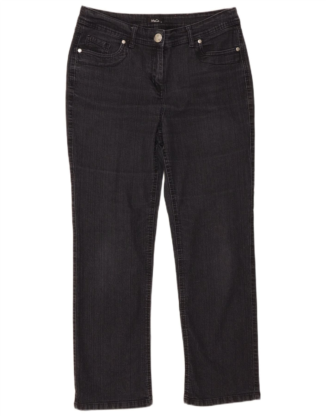 M&Co Jean droit pour femme UK 14 Large W34 L27 Noir