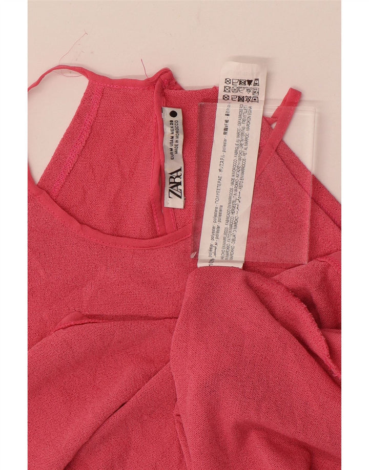 Zara Womens Crop Halter Top UK 14 Polyester Rose Moyen